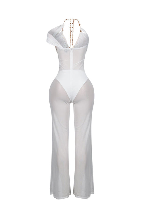 Myllure Mesh Chain Halter Jumpsuit